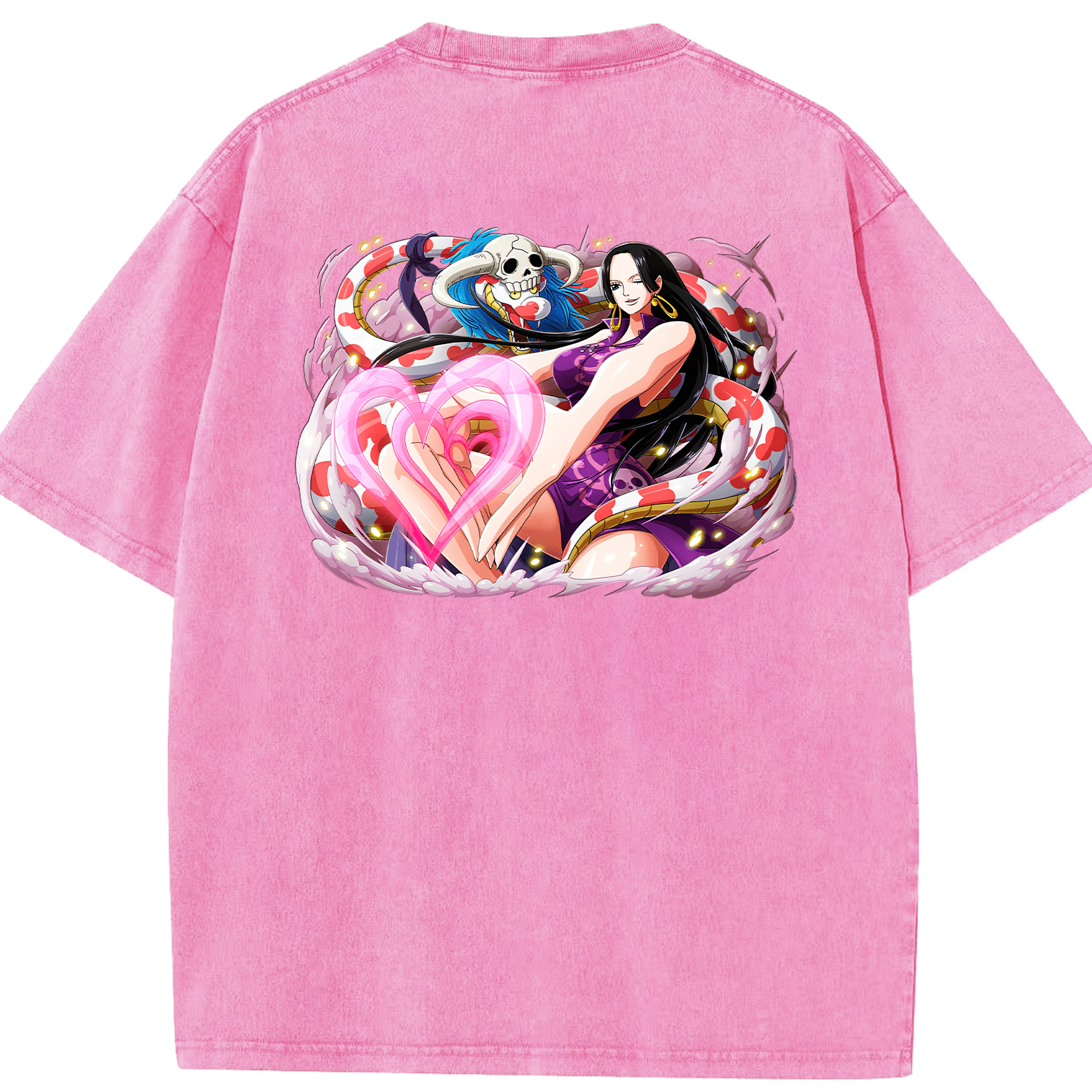 ワンピース ボア・ハンコック ONE PIECE Boa·Hancock 綿100% ヴィンテージ風 半袖Tシャツ（背面プリント）
